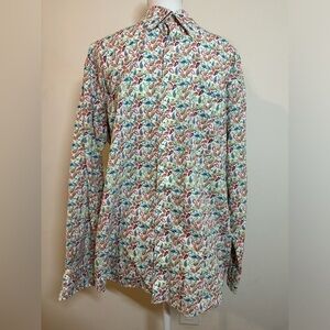 Mens L Alan Flusser Paisley Print Button Front‎ Shirt